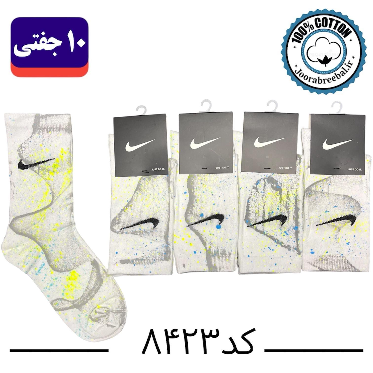 جوراب ساق بلند اسپرت طرح نایک فری سایز ۳۶ تا ۴۲ طرح براش (۱۰۰٪ پنبه) ۱۰ جفتی